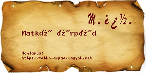 Matkó Árpád névjegykártya